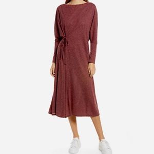 Caslon Red Syrah Heather cozy long sleeves knit wrap dress size M